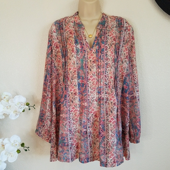 Peruvian Connection Floral Paisley Blouse